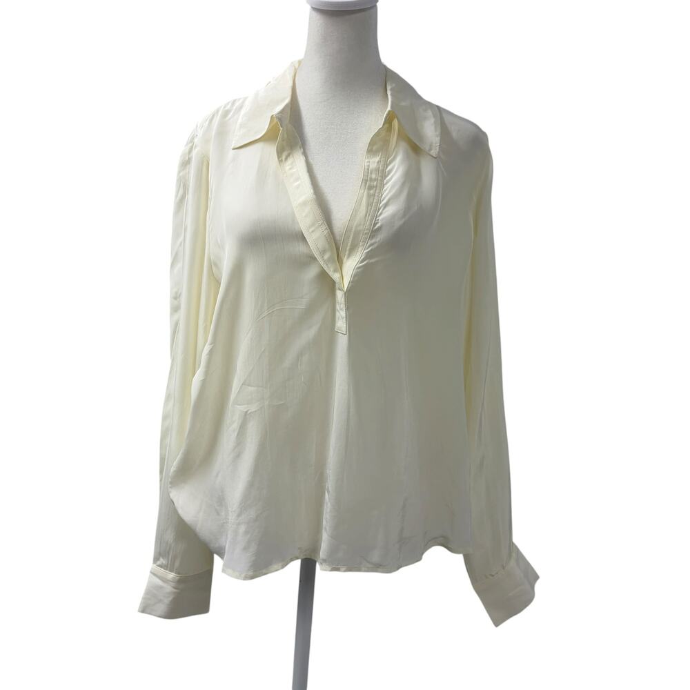 J.Crew Bungalow Popover Shirt in Crepe de Chine Style CF440 Ivory Size Medium